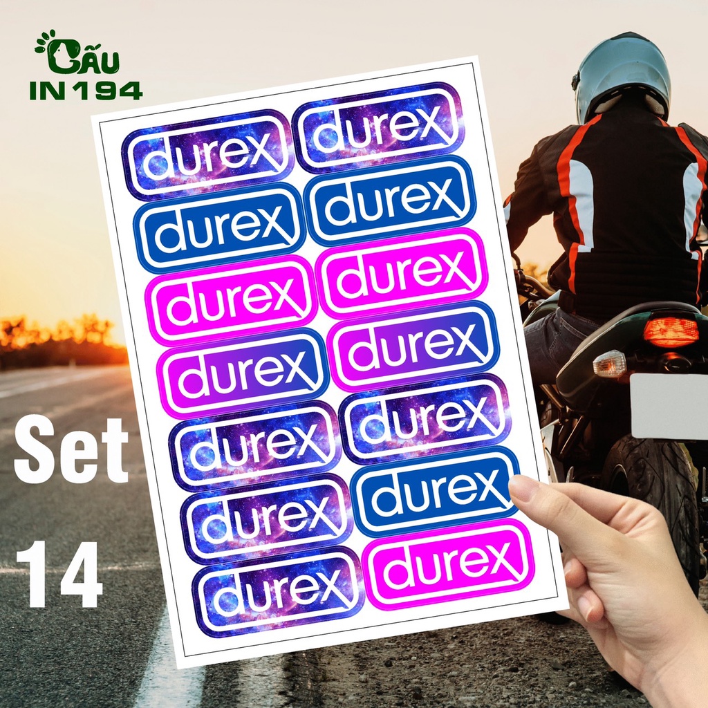 Tem decal dán xe IN194 nhãn dán cao cấp chất liệu decal nhựa cao cấp - 3 x 9cm - Durex Đủ Màu