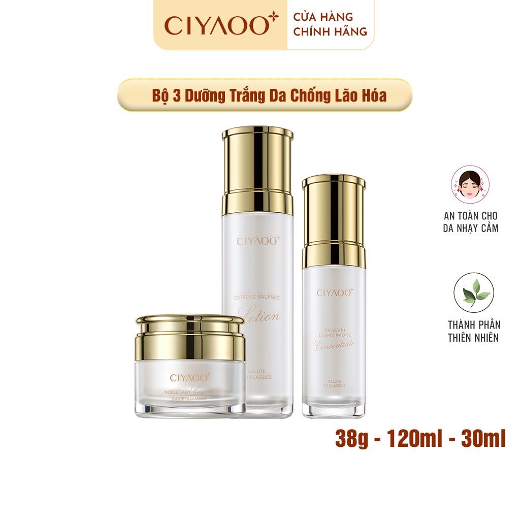 Bộ 3 Dưỡng Trắng Da CIYAOO Chống Lão Hóa &amp; Chăm Sóc Da 38g/120ml/30ml