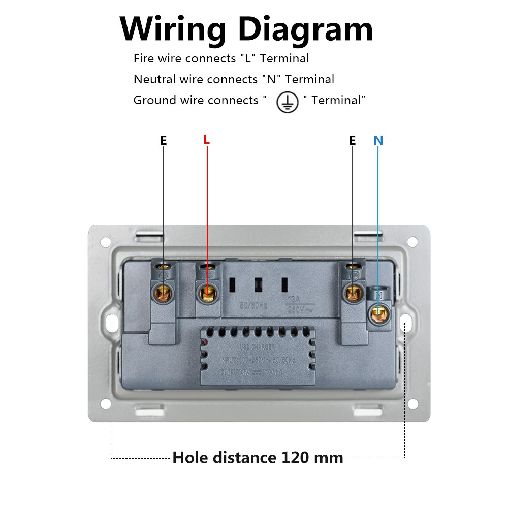 SMATRUL 13A American standard wall power plug socket switch tempered glass panel