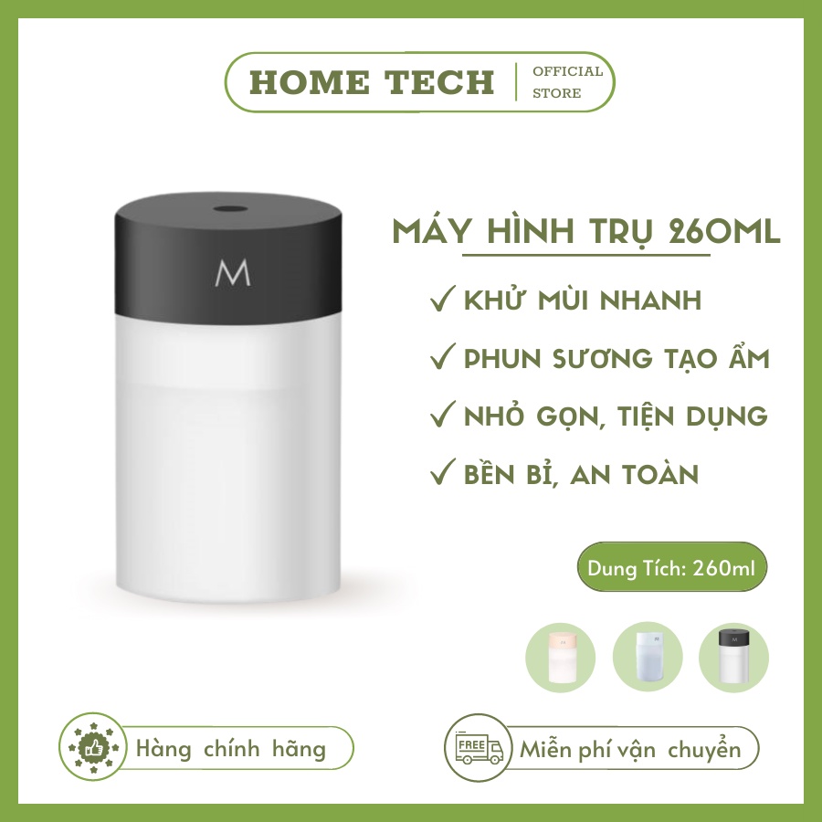 Máy Xông Tinh Dầu Mini Mẫu Hình Trụ 260ml, Có 3 Màu Xám Trắng Hồng, Khuếch Tán Tinh Dầu Cấp, Ẩm Thanh Lọc Không Khí