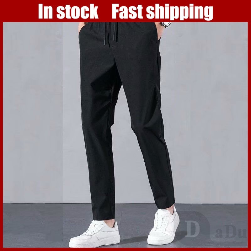 Quần Dài Thể Thao Ống Suông Vải Lụa Mát Nhanh Khô Phong Cách Hàn Quốc Thời Trang Cho Nam