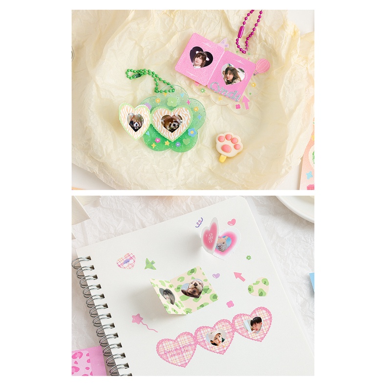 Peach 1Pcs Cute laser sweet glow heart stickers Journal Scrapbook Decor Sticker