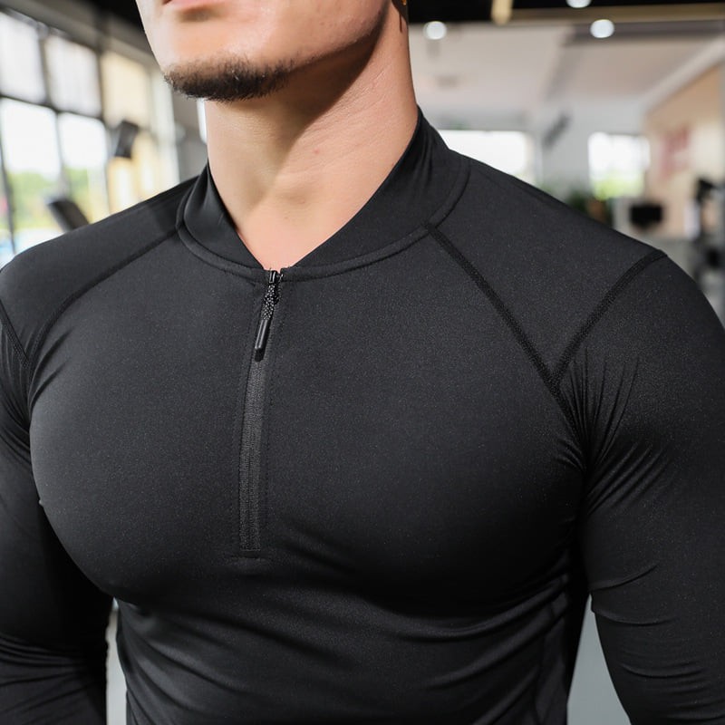 Áo Bomber Thể Thao Nam VQ Sport  thun lạnh tập gym cổ trụ dài tay vải thoáng mát co giãn chuẩn form Nam Tính