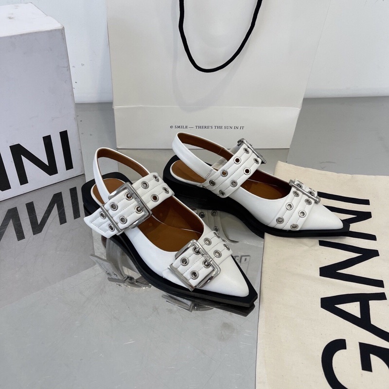 Giày sandal thiết kế mới 2022 độc đáo thương hiệu Ganni da thật cao cấp phong cách hàn quốc