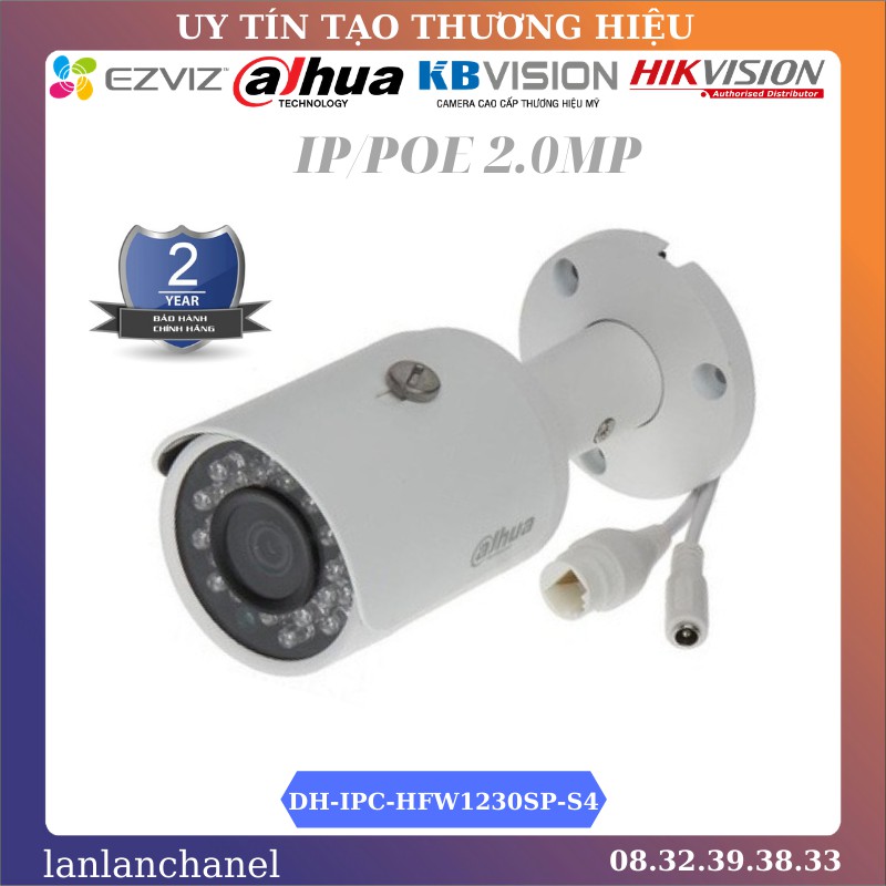 Camera IP PoE 2.0Mp Dahua DH-IPC-HFW1230SP-S4, Bảo Hành Chính Hãng 2 Năm