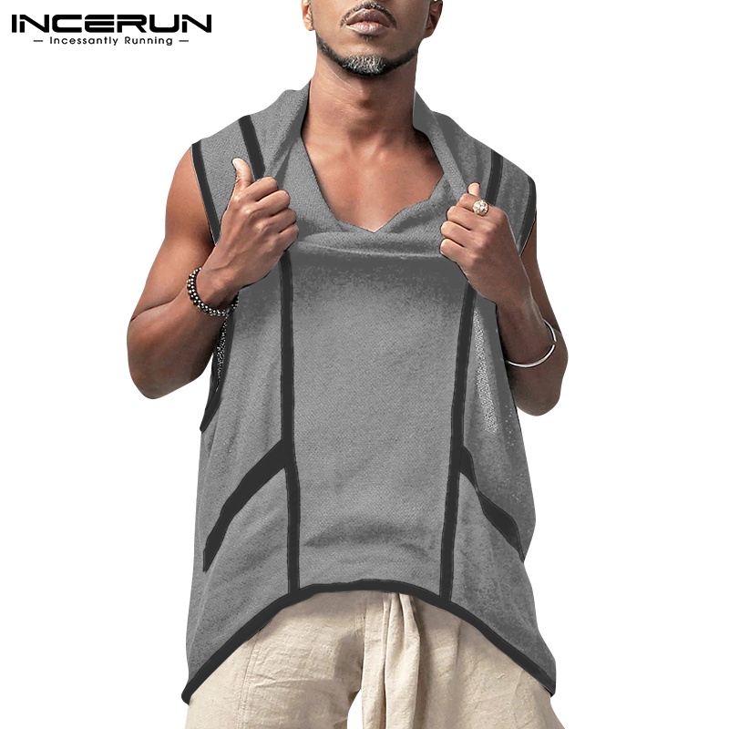 Áo sát nách INCERUN cổ tròn thời trang mùa hè dành cho nam