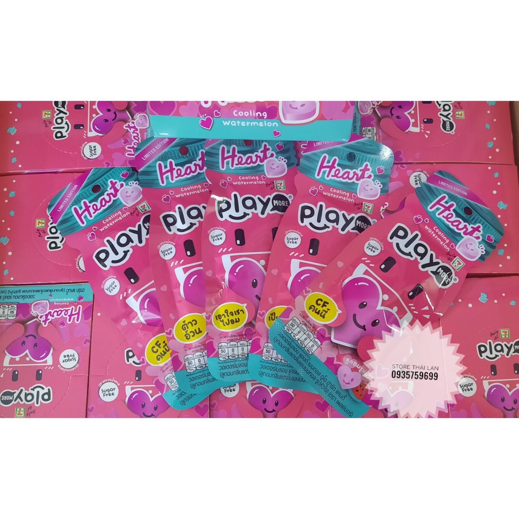 Kẹo Play More dưa hấu 12 gr- mẫu mới dạng gói