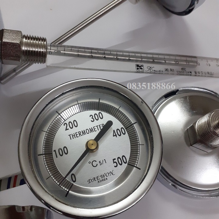 Đồng hồ đo nhiệt độ dạng cơ 500 độ mặt 75mm chân sau cảm ứng 130mm DAEWON
