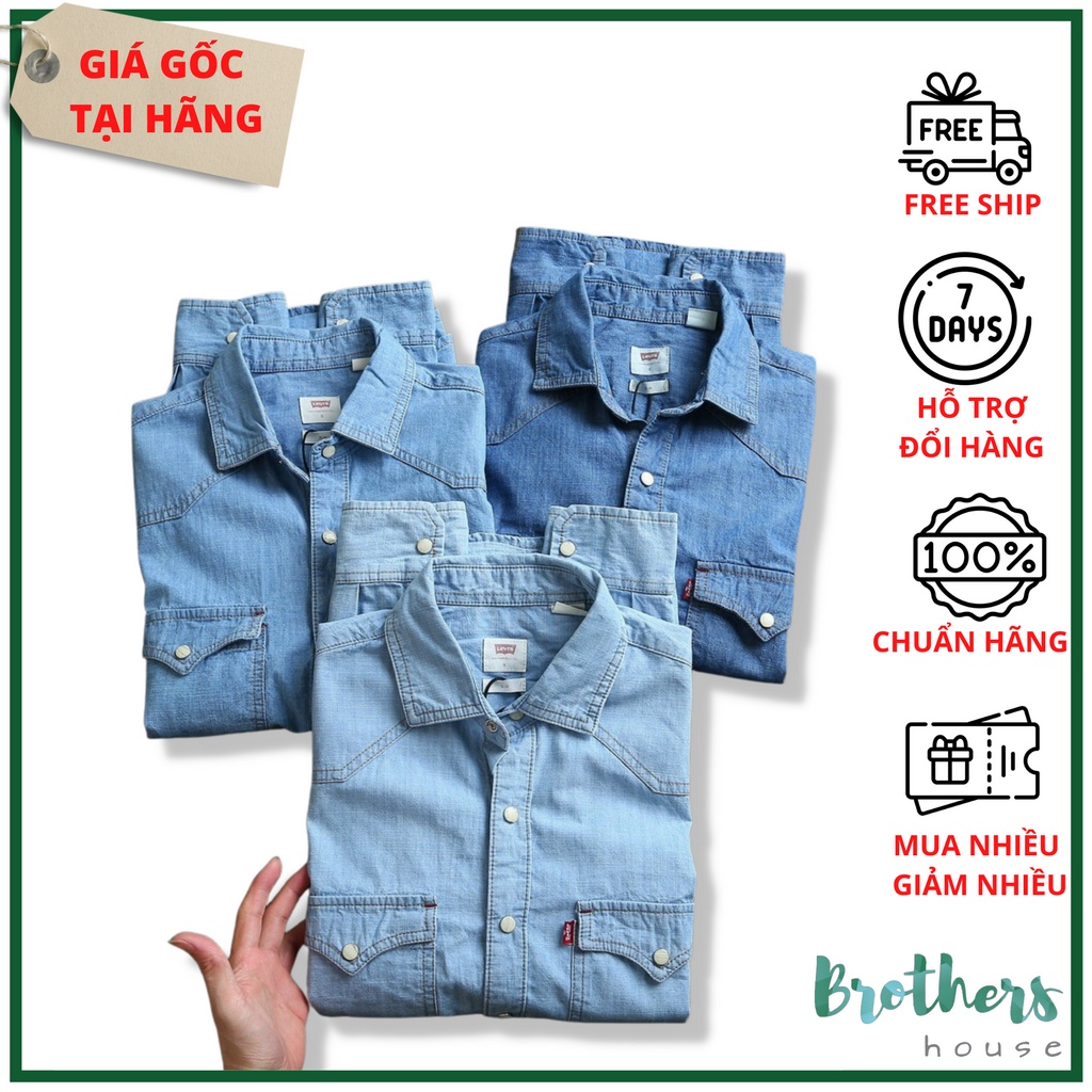 |Xịn hãng| Áo sơ mi nam denim/jean Le.vis hàng xịn sò, vải co giãn thoải mái