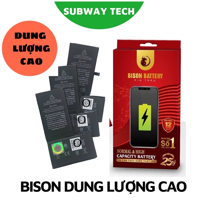 Pin Con Trâu Dung Lượng Siêu Cao 6/6s/6SP/7/7P/8/8P/X/Xs/Xr/Xs Max/11/11ProMax/12/12ProMax