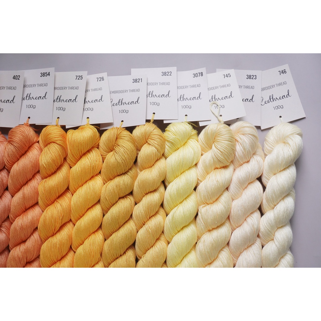 [Bảng 3/6] Chỉ thêu Eco-thread Tiệm tạp hóa nhà May nhuộm sinh học (giá 1 bó 100g) bảng vàng cam