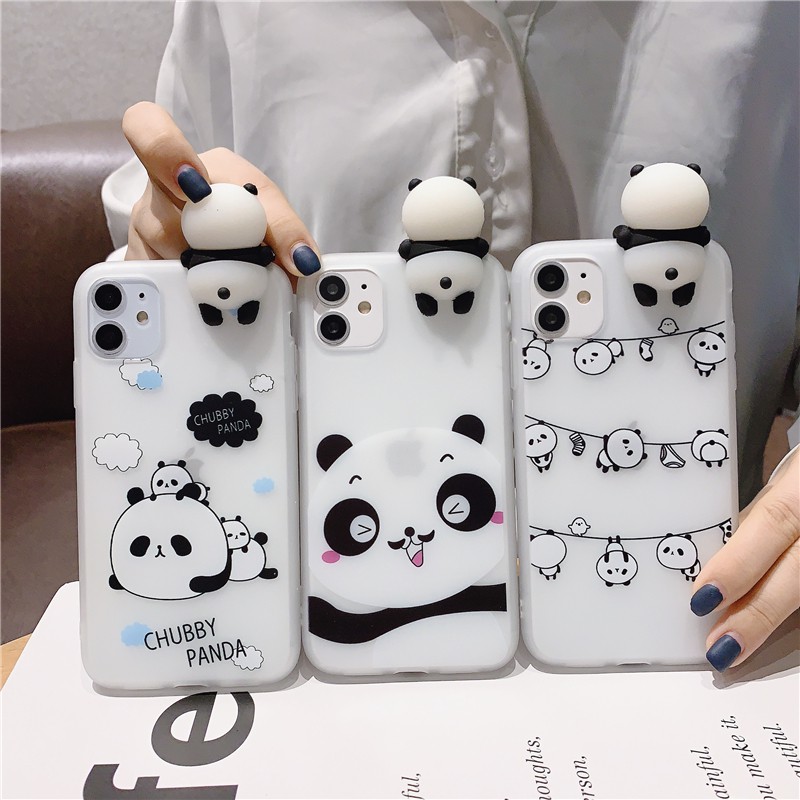 Ốp lưng OPPO A91 A83 A71 A57 A39 A37 A37F F3 Reno 3 Realme 6 5 3 C15 C12 C11 Pro 2020 3D Cartoon cute Panda soft TPU Case Cover+Doll