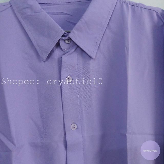 Áo sơ mi tím môn tay dài trơn basic unisex