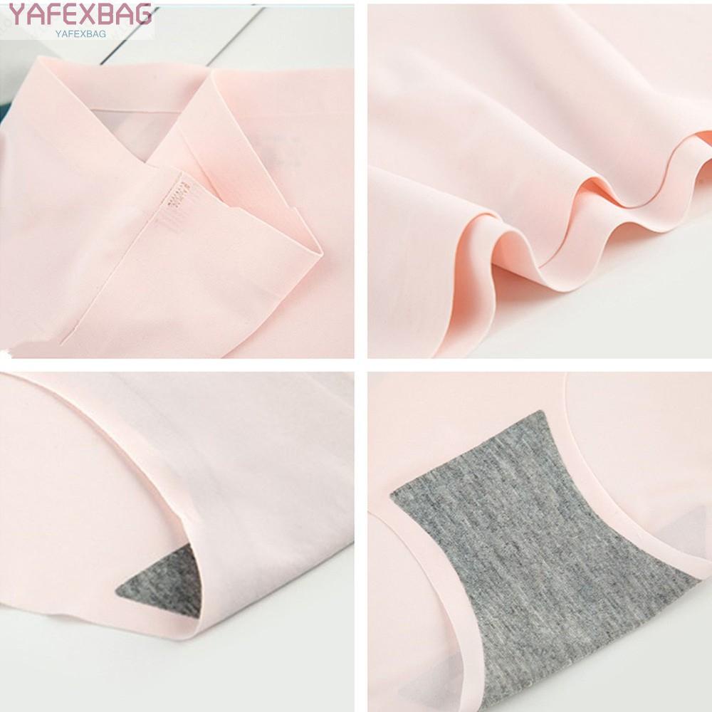 Womens ice Silk Underwear Seamless No trace Mid-waist Briefs with Cotton buttocks