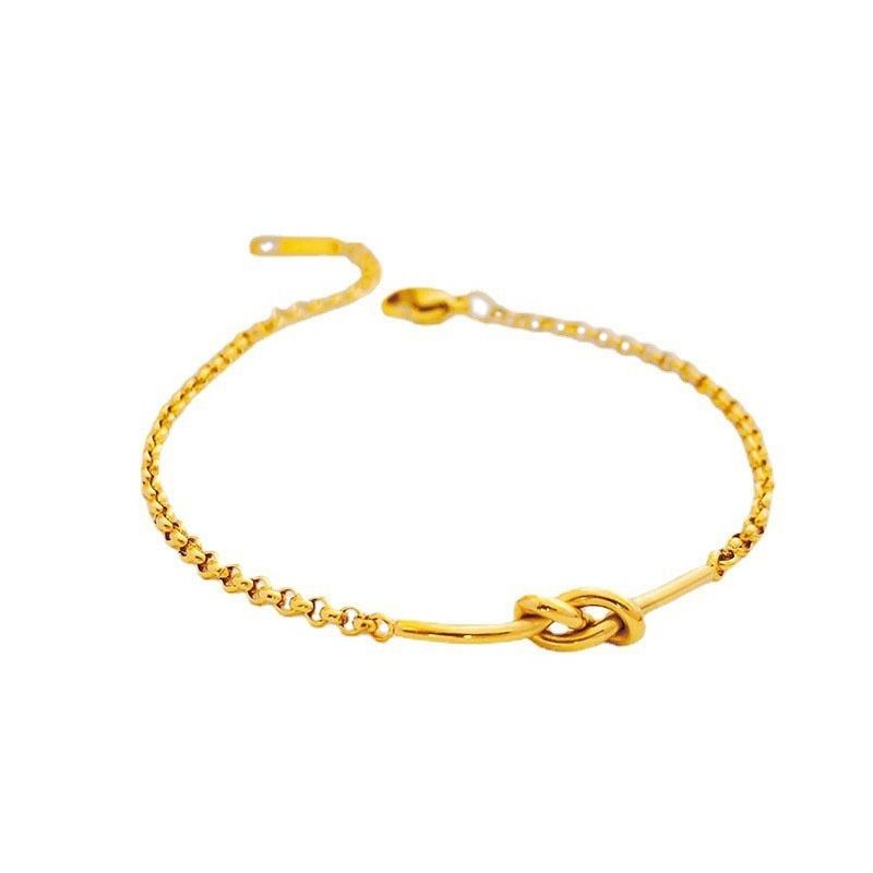 Vòng đeo tay thép titan mạ vàng 18k thắt nút thời trang dành cho nữ