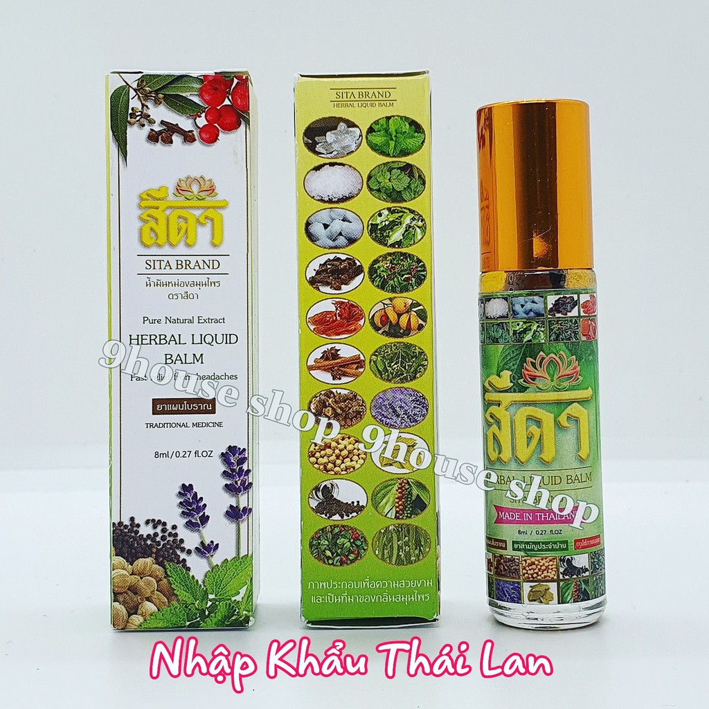 01 Dầu Ngâm 20 Vị Thảo Dược SITA BRAND HERBAL LIQUID BALM Thái Lan 8ML