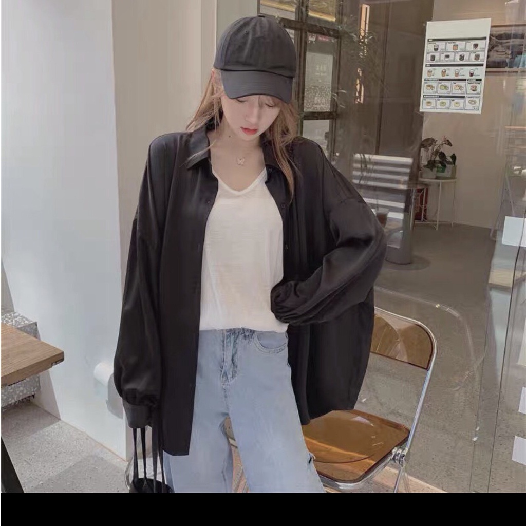 Áo sơ mi phom rộng mẫu cơ bản dễ phối quần áo cubis shop