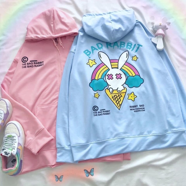 ÁO KHOÁC DÂY KÉO / HOODIE ZIP UNISEX BAD RABBIT