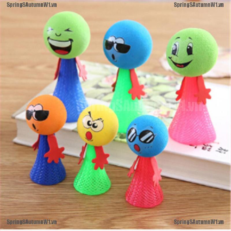 [Spring] 5Pcs Kids Bounce Ball Toys Educational Expressions Push Down Hip Hop Jump Dolls [VN]