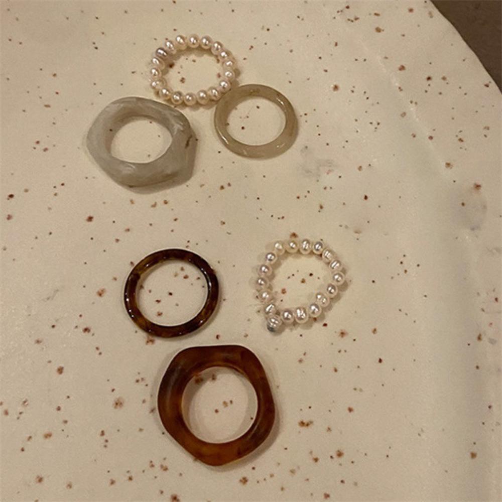 Bộ Nhẫn Resin Phong Cách Retro Thời Trang Dành Cho Nữ