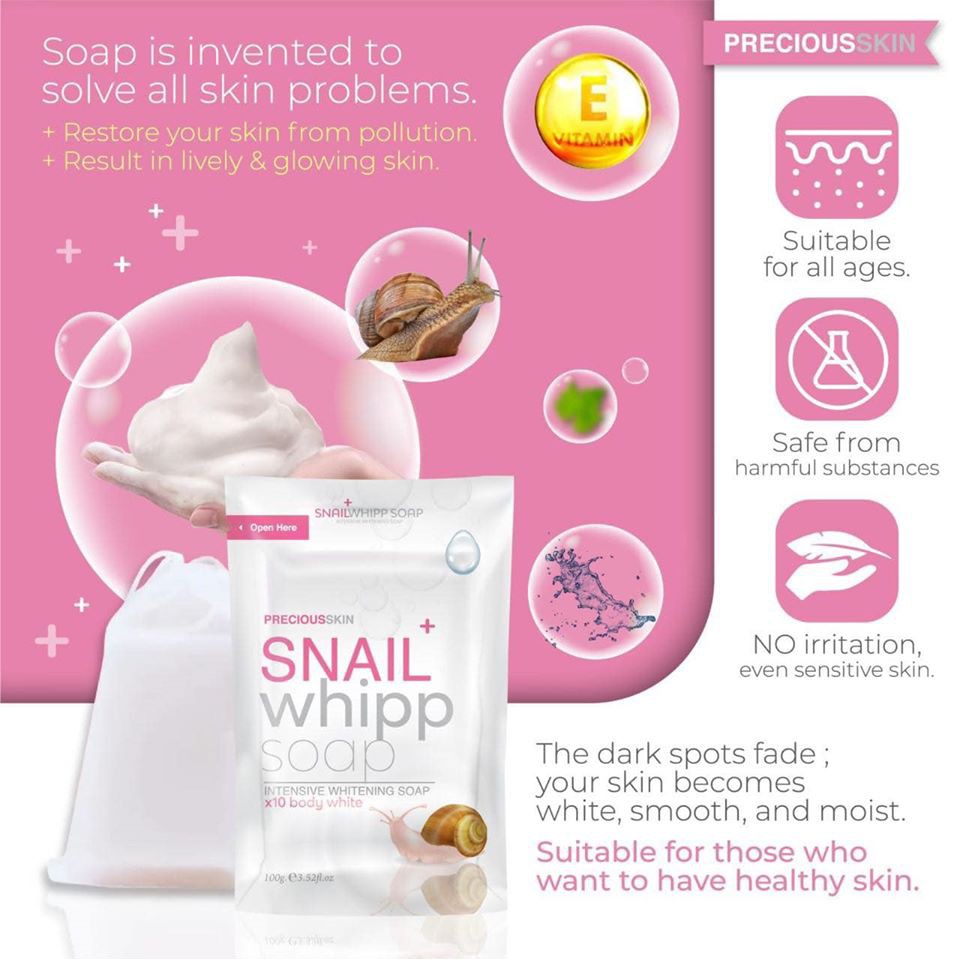01 Xà Bông Ốc Sên SNAIL WHIPP SOAP 100gram Thái Lan