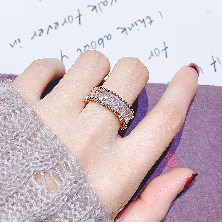 【Blue Diamond】Korean-Style Simple Forefinger Ring Knuckle Ring  Students Fashion Zircon Luxury Japanese And Korean-Style Open Ring