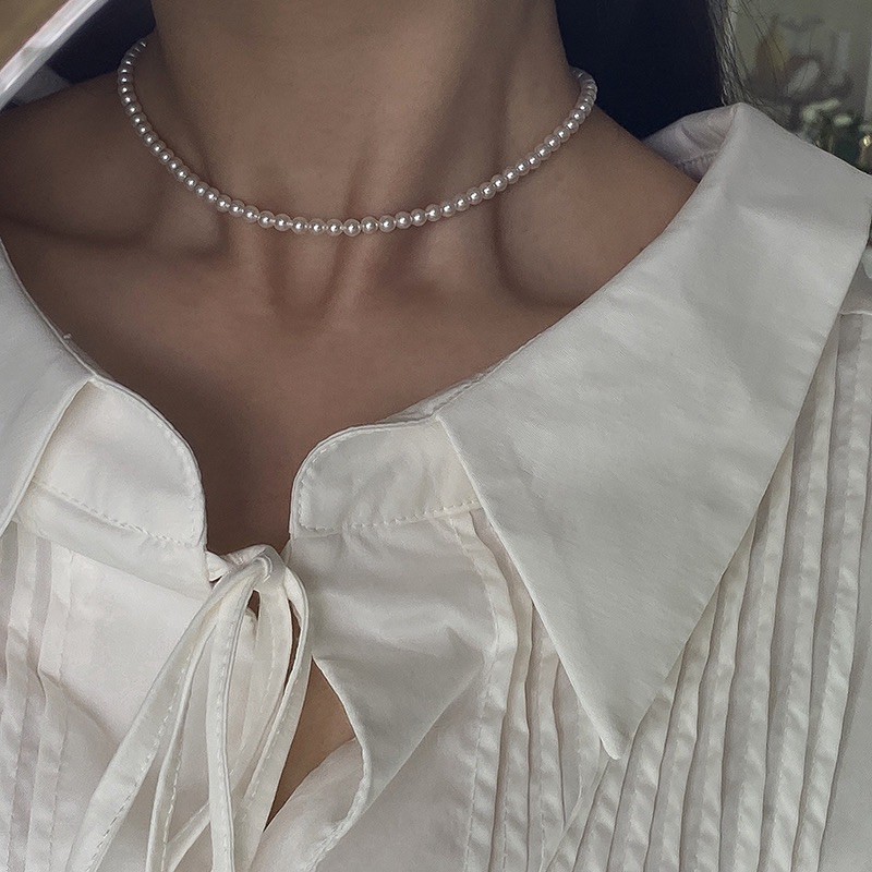 Vòng cổ choker đính ngọc trai nhân tạo phong cách vintage thời trang nữ