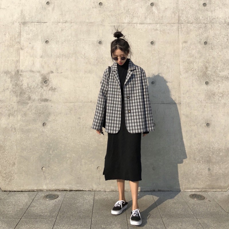Áo Blazer dạ caro (C23) - HÀNG ORDER