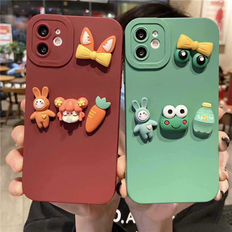 Ốp lưng điện thoại cạnh vuông gắn charm thỏ  iphone 7plus x xsmax 11 11promax 12 12pro 12promax 13 13pro 13promax DT13