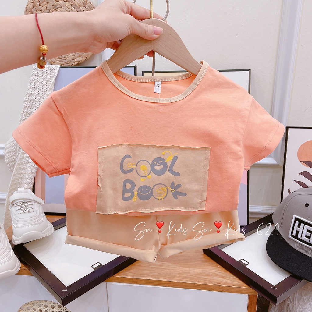 Bộ cộc tay bé trai, bộ cotton COOK vải Quảng Châu loại 1 thấm hút mồ hôi tốt cho bé