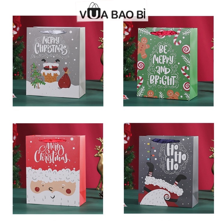 Túi quà giáng sinh túi giấy đựng quà noel nhiều mẫu hình ông già noel, người tuyết - Vua Bao Bì