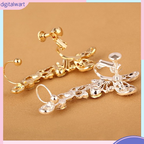 Khuyên Tai Kim Loại Hình Hoa Và Bướm Đính Đá Phong Cách Retro Cho Nữ