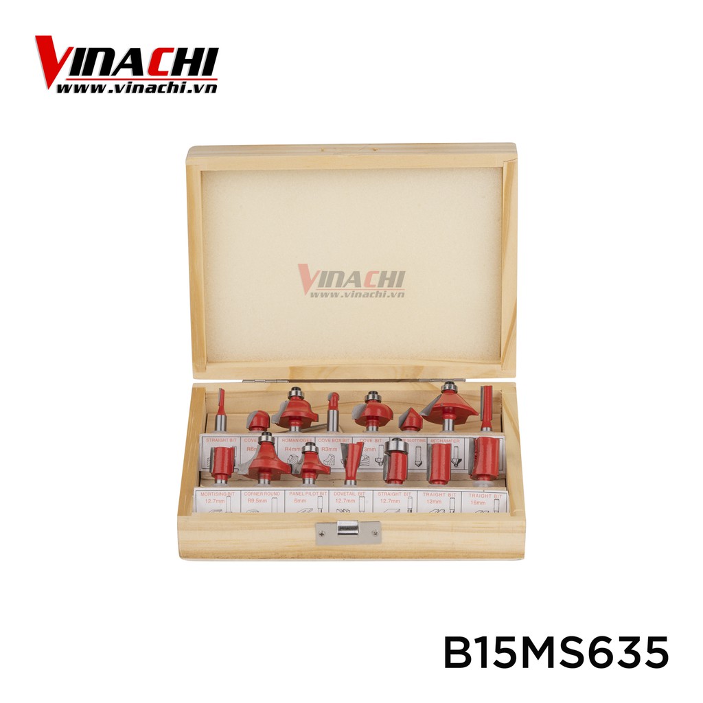 Bộ 15 Mũi Soi Cốt 6.35mm - Bộ 15 Mũi Soi Cốt điêu khắc họa tiết, cắt cạnh, tạo viền hoa văn đẹp mắt cho sản phẩm đồ gỗ