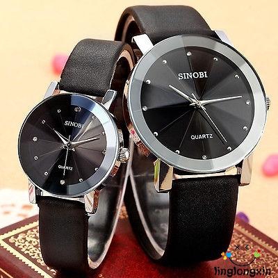 Đồng Hồ Sinobi Đính Đá Với Dây Đeo Da Thời Trang Cho Nam Và Nữ