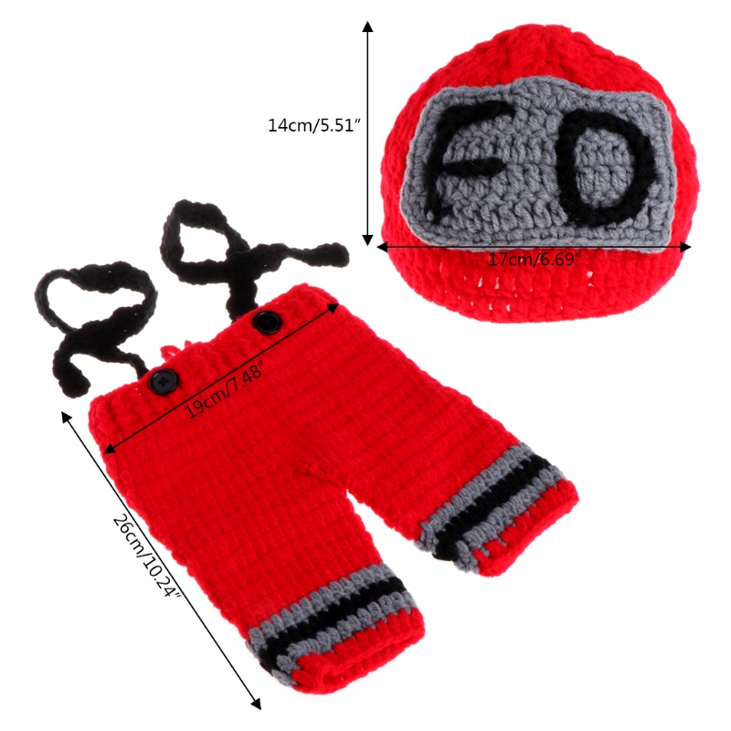 Bộ Quần Áo Đan Len Hình Lính Cứu Hỏa Dành Cho Trẻ Sơ Sinh