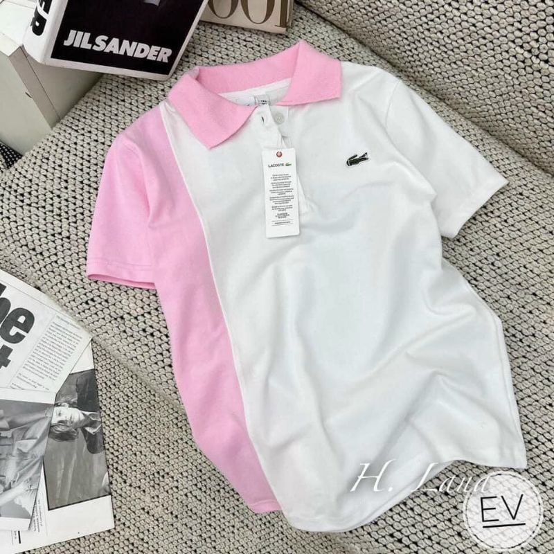 Áo polo hồng phối màu cho nữ