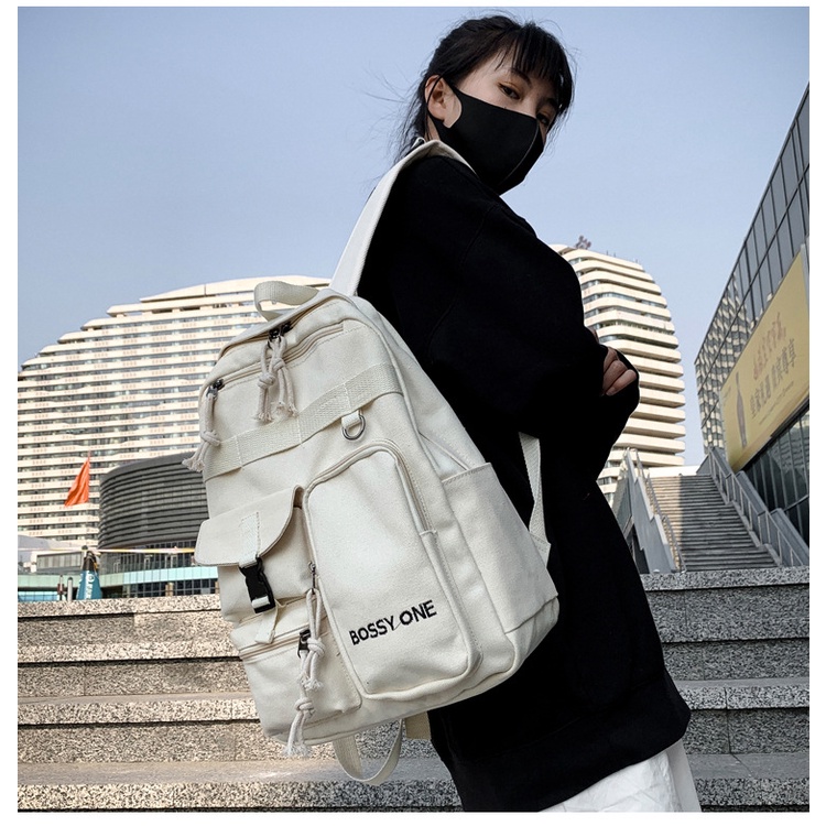 Ba Lô Đi Học Phong Cách Đường Phố Hồng Kông ko068 Thời Trang Cho Nam Và Nữ