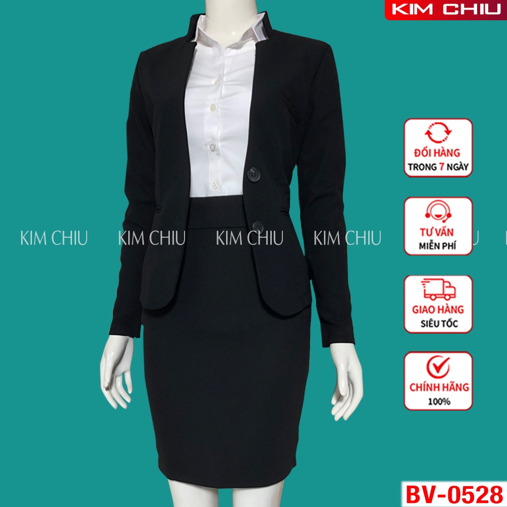 Bộ Vest, Sét Vest Nữ Công Sở Cao Cấp Màu Đen Áo Tay Dài Kết Hợp Chân Váy Ôm Vải Tuyết Mưa. HÀNG CHẤT LƯỢNG CAO BVTD-0528
