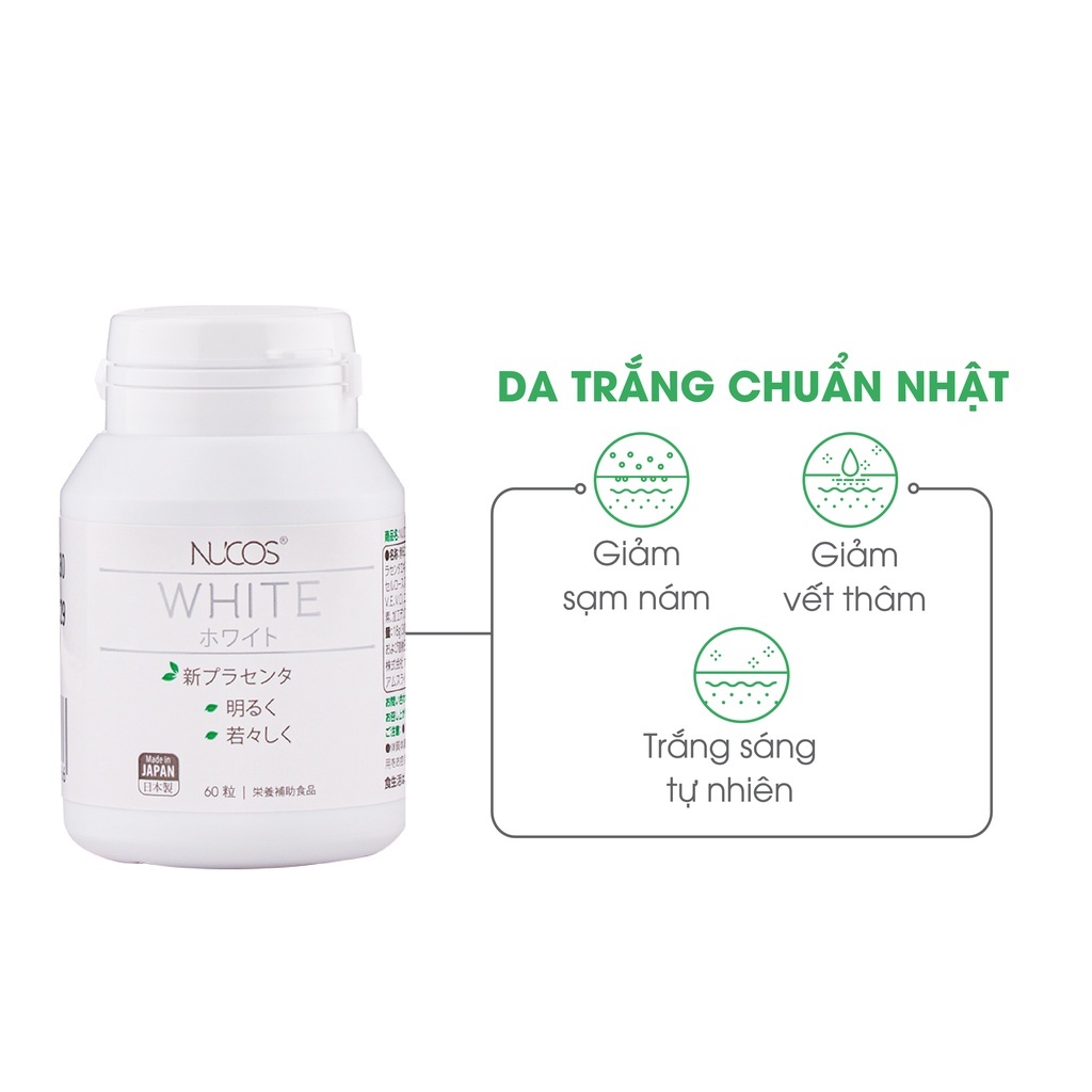 Viên uống trắng da mờ thâm nám Nucos White 60 viên