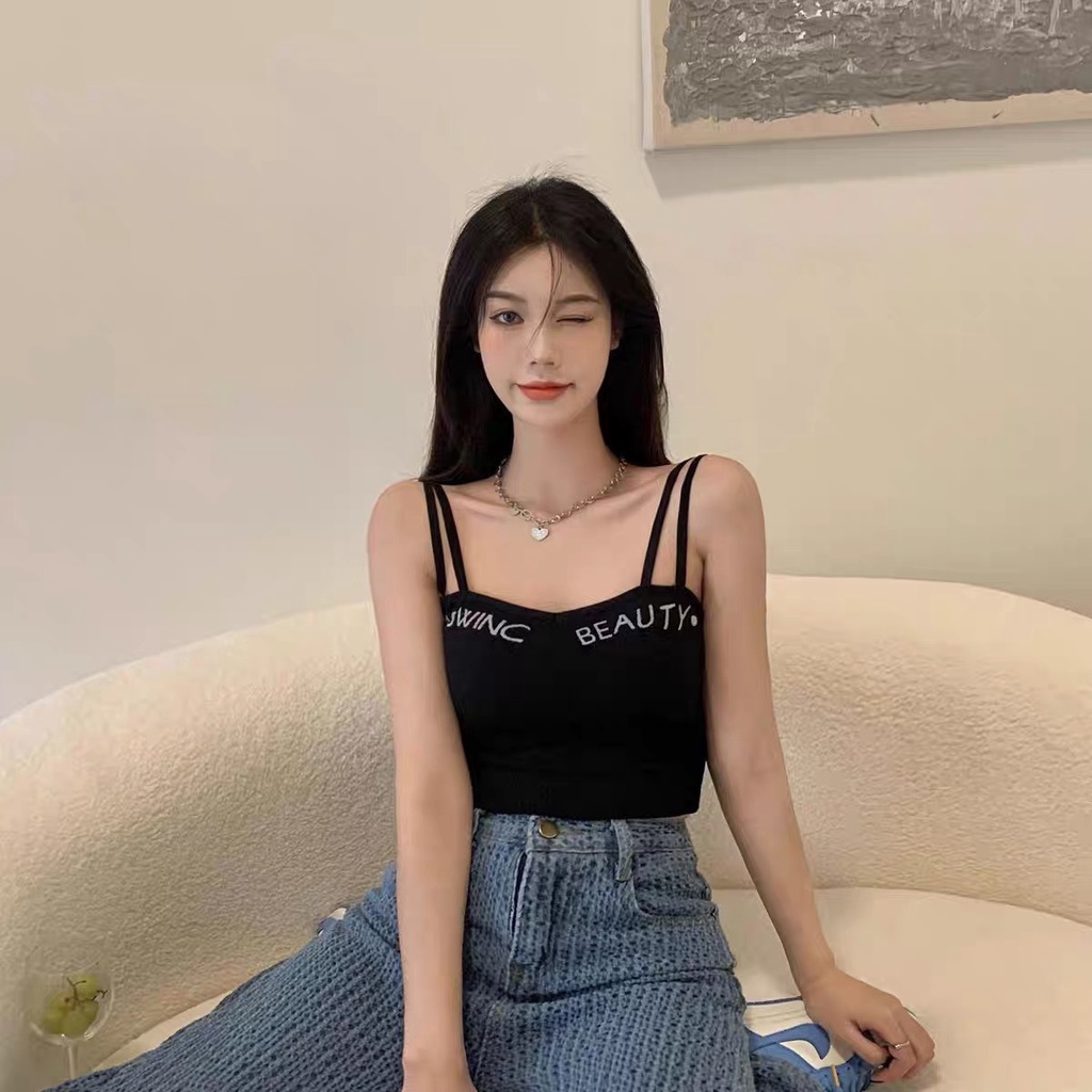 Áo Bra Nữ Hai Dây Kép Có Mút Ngực Phối Chữ Knowing Beauty Siêu Xinh 829