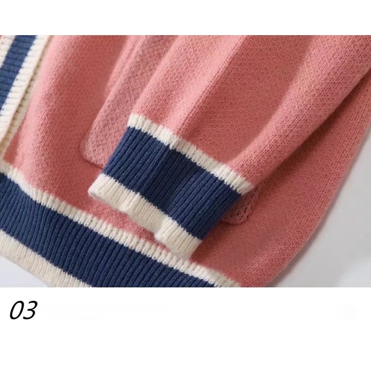 Áo khoác cardigan len dệt kim dáng rộng họa tiết gấu hoạt hình phong cách Nhật Bản retro thời trang cho cặp đôi