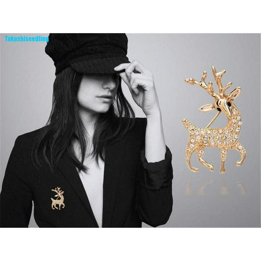 Cài áo hình hươu đính đá lấp lánh