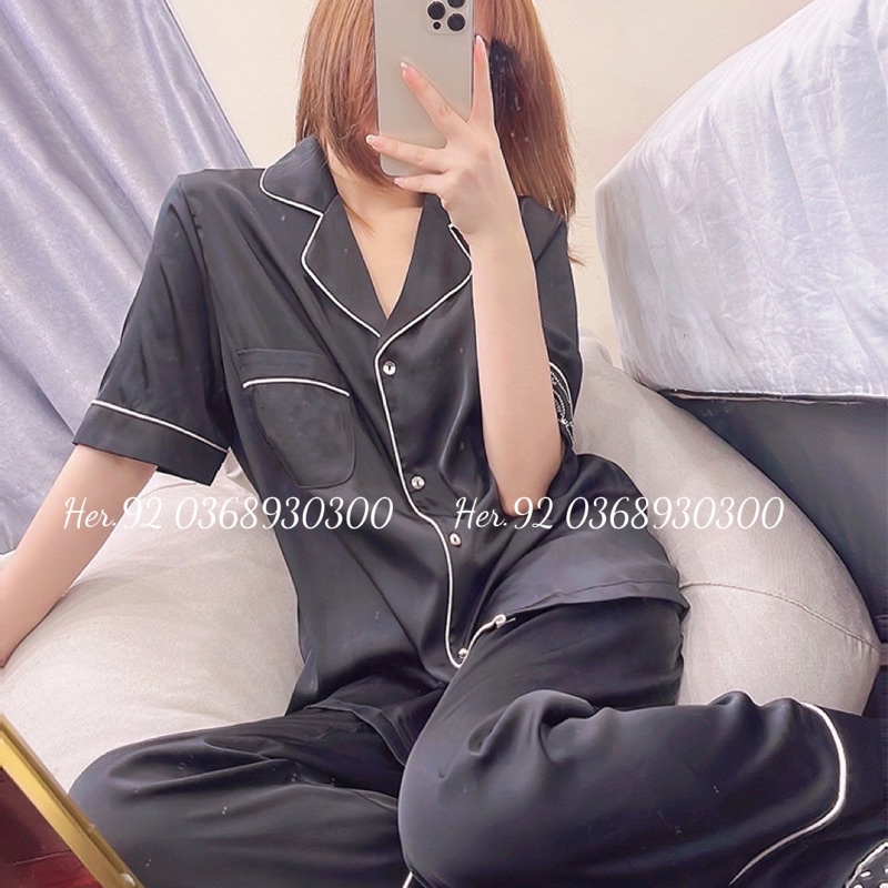 BỘ PIJAMA MẪU TRƠN CHẤT LỤA MANGO CỘC DÀI HÀNG THIẾT KẾ