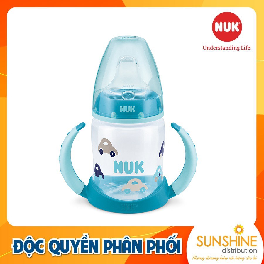 Bình tập uống NUK nhựa PP an toàn 150ml chống đổ chống rò rỉ Màu sắc: kem, hồng, xanh