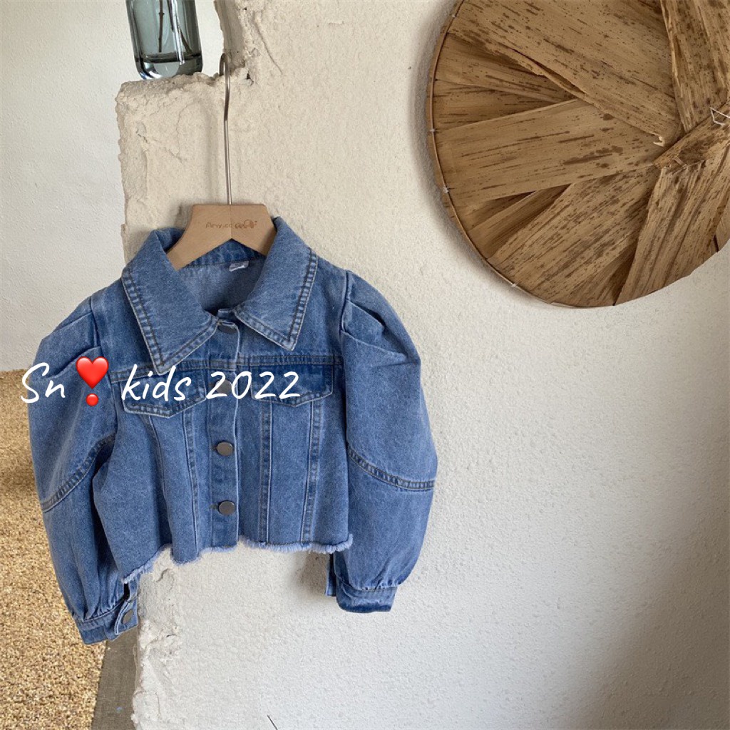Áo khoác jeans bé gái, áo khoác bò mềm sành điệu cho bé size 10-30kg