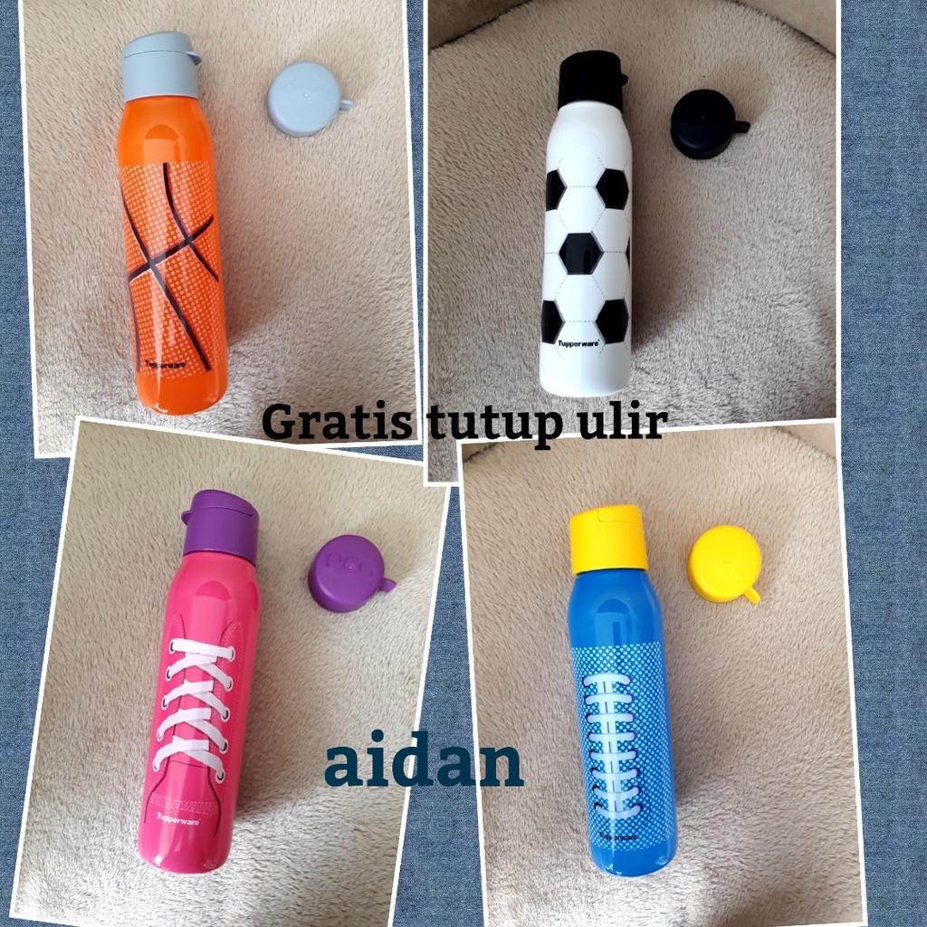 Bình nước Tupperware Eco Sport 500ml thể thao sắc màu cho bé TẶNG NẮP VẶN DỰ PHÒNG Nhựa Nguyên Sinh