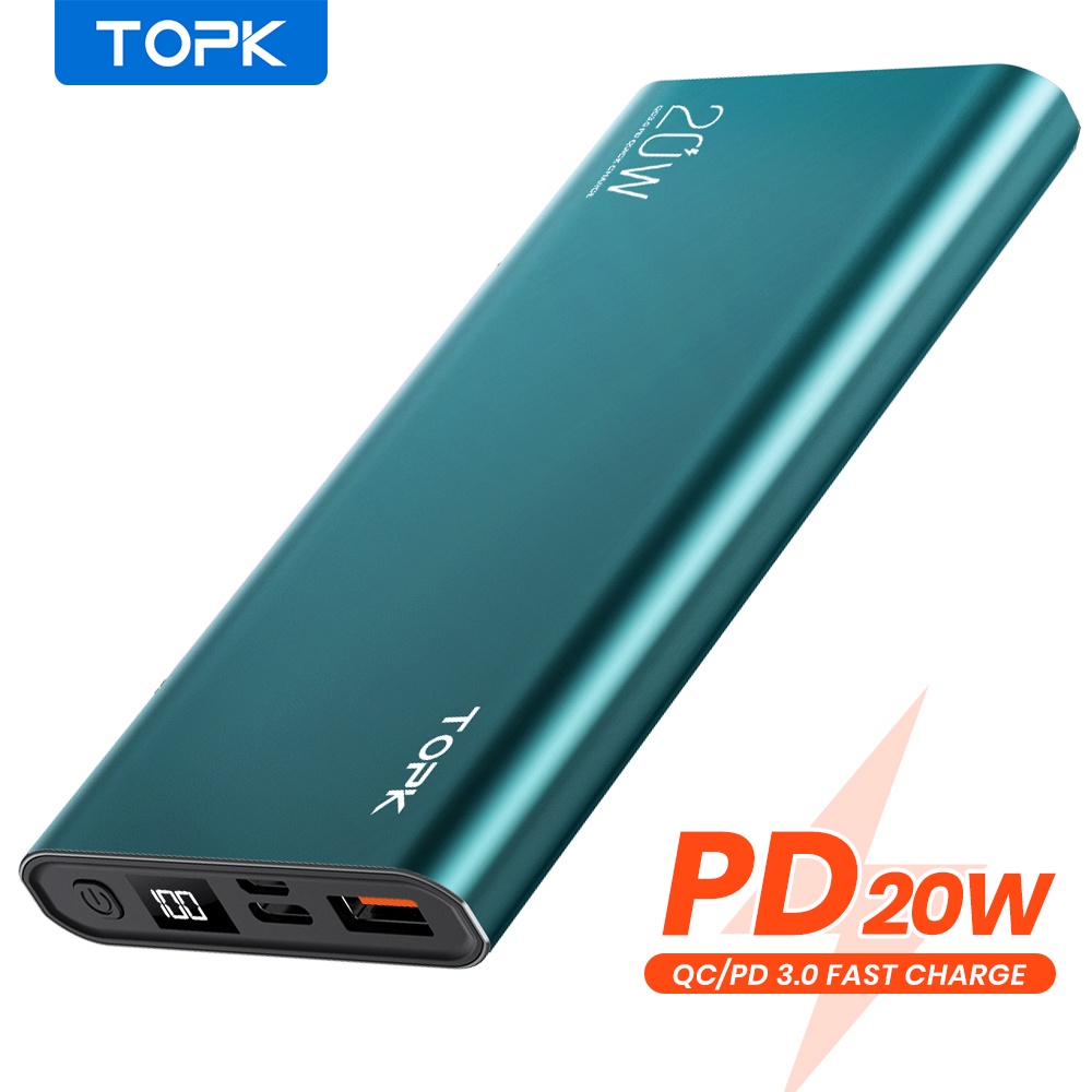 TOPK Pin sạc dự phòng 10000mAh PD 20W Sạc Nhanh Hiển Thị Điện Tử for iPhone Xiaomi Samsung HUAWEI OPOO I1007/I1007P