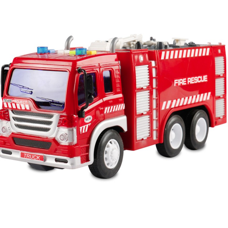 Xe cứu hỏa tỉ lệ 1:16 Mô hình vòi phun xe đồ chơi trẻ em bằng nhựa cao cấp có đèn và âm thanh