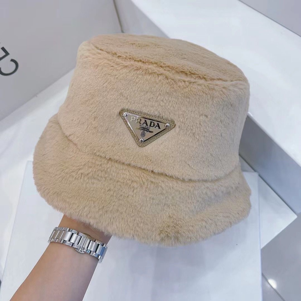Nón Tai Bèo Prada Phối Lông Ấm Áp Cá Tính Cho Nam Nữ Mùa Thu Đông