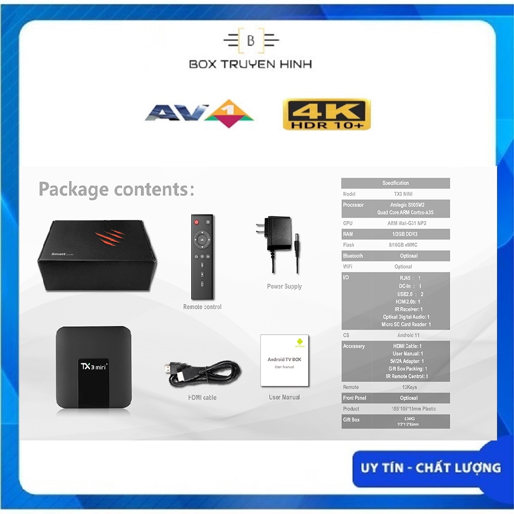 Android TV Box TX3 Mini Plus 2022 - Android TV 11, Amlogic S905W2, Ram 2GB, Bộ nhớ 16GB, Single Wifi, hiệu năng mạnh mẽ | BigBuy360 - bigbuy360.vn